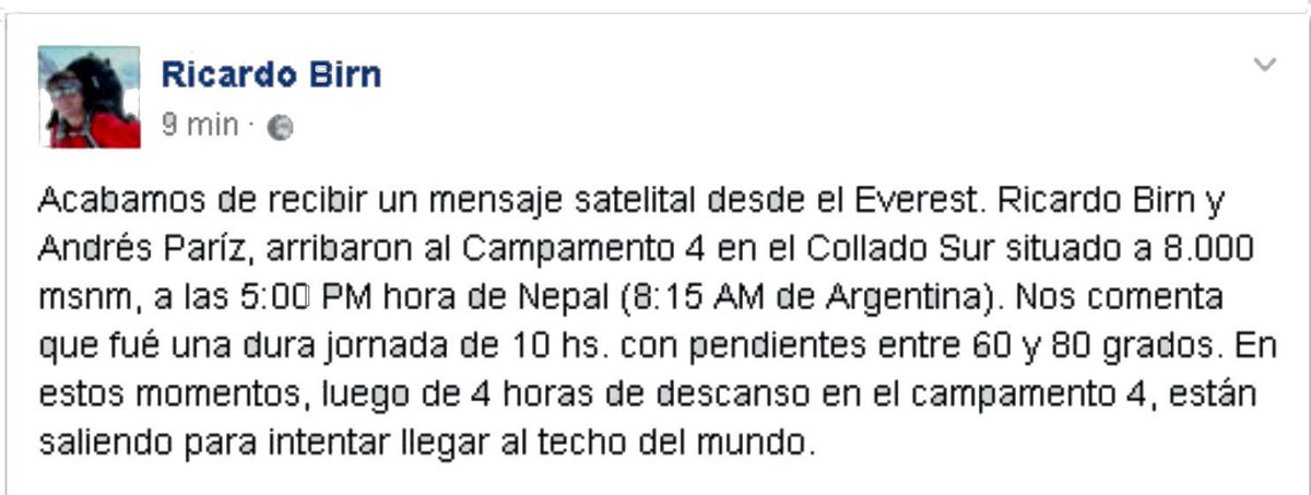 Olga_Comillas's tweet photo. @Facundo_Arana
Tus compatriotas #Everest2017🇦🇷
Camino de la #Cumbre🗻
A pocas de horas de alcanzar #ElTechoDelMundo
Que la Diosa les acompañe https://t.co/L0LgVCm9pM