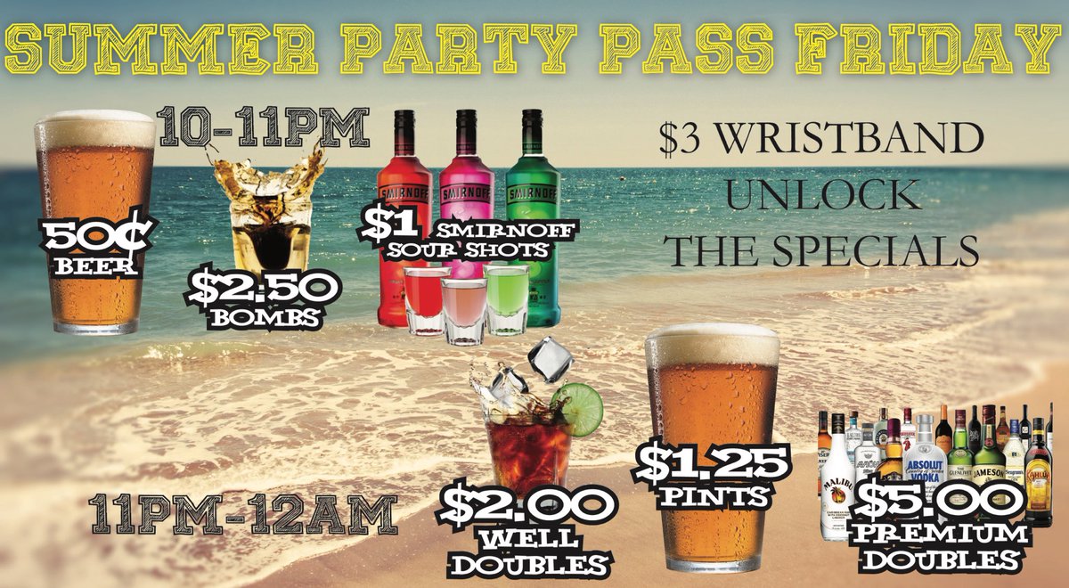 Okellysmtp's tweet photo. 💯 OUR BEST DRINK DEALS of the ENTIRE WEEK are on Friday's!
#PartyPassFriday
💥50 cent Beer 🍻
💥$2 DBLS
💥+ Many more deals
#insaneDEALS https://t.co/KzduqLXbfC