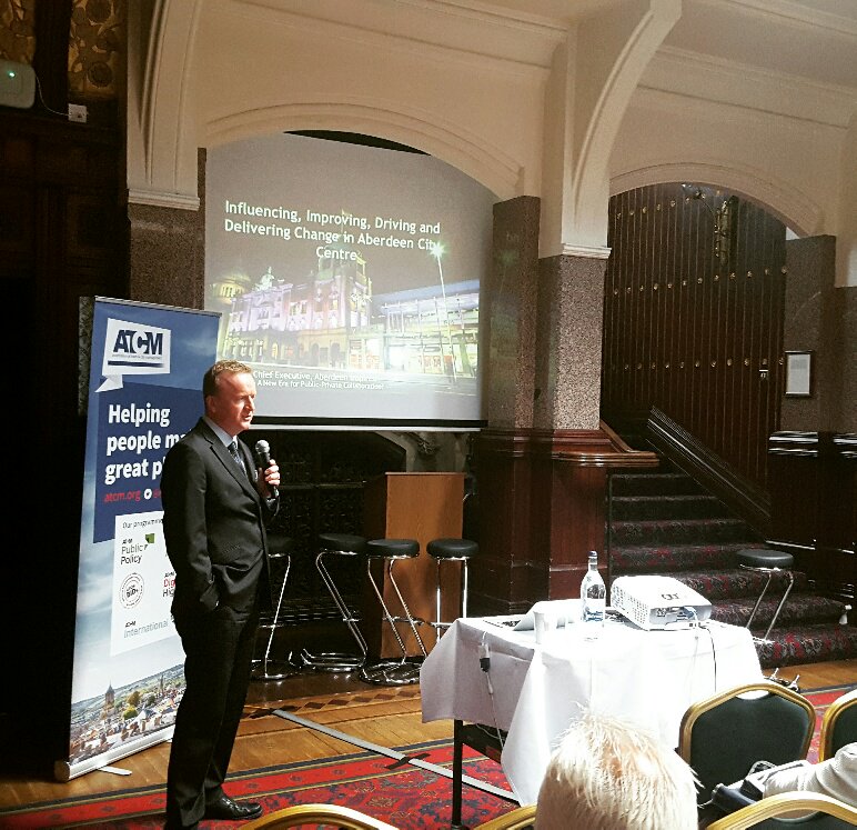 Ojay's tweet photo. From lobbying for rates relief to diversifying the economy. Excellent presentation from @AbdnInspired. @bidscotland @ATCMUK #ATCMBIDs https://t.co/LJDZVEisn3