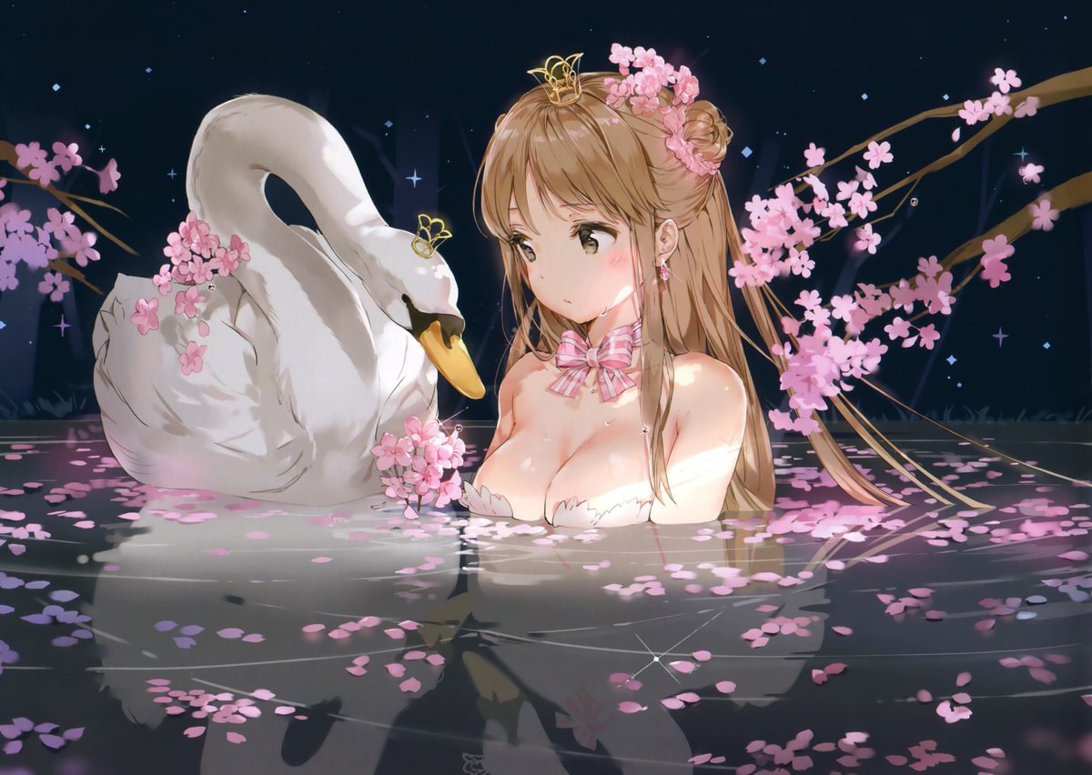 Flower__Queen_'s tweet photo. Blossom Looked at the swan and smiled slightly. She hummed a soft tune in the water under the Blossom tree. She started making a crown-- https://t.co/0k0zR6Y4gi