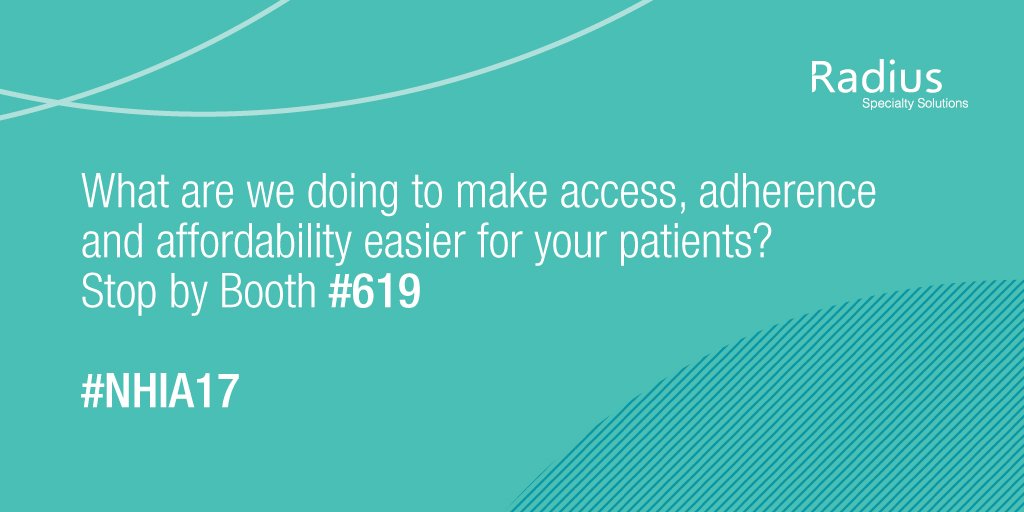 RadiusSpecialty's tweet photo. Planning to be in Orlando for #NHIA17? Visit @RadiusSpecialty  at Booth 619 for ways we can support your #SpecialtyPharmacy patients. https://t.co/LgbJxH6Xgs