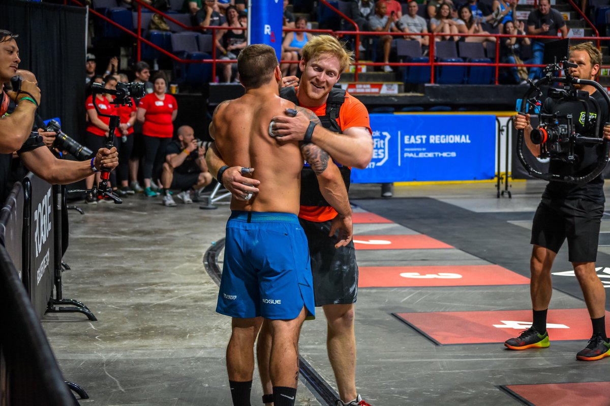 At the end of day one your top men:
1. <a href="/MathewFras/">Mat Fraser</a> 2. <a href="/PatVellner/">Patrick Vellner</a> 3. <a href="/timmytrex23/">Tim Paulson</a> 4. Max Bragg 5. Austin Spencer