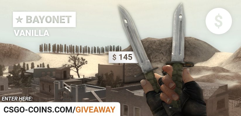 EarnCoinsGG's tweet photo. GIVEAWAY!

Enter for a chance to win a ★ Bayonet Vanilla!

https://t.co/b8QJNGKE2c https://t.co/fYrMXbXiQS