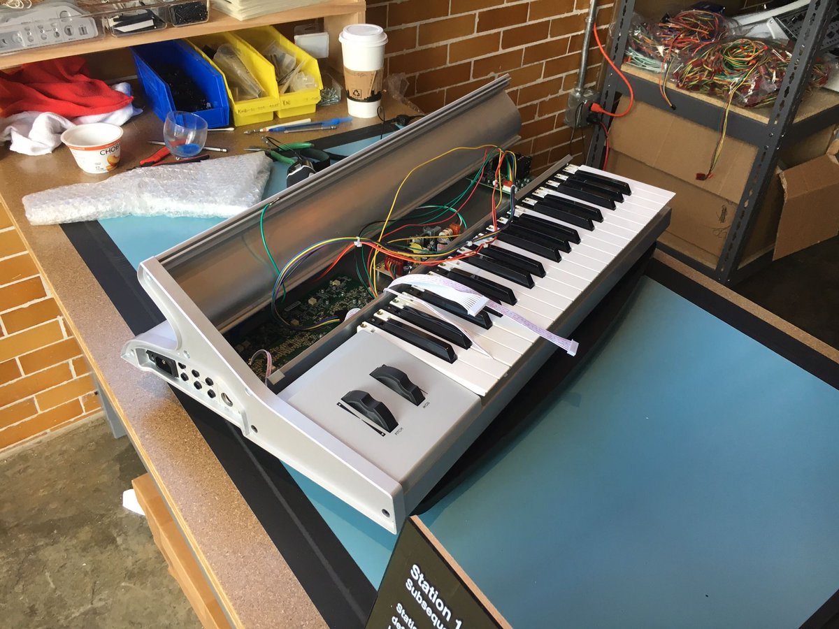 vintageking's tweet image. The first 125 @moogmusicinc #Subsequent37CV synths are being built at @Moogfest. Pretty cool seeing these built in person. #Moogfest2017