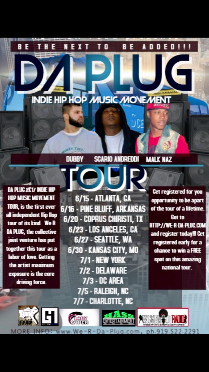 Are you the next artist to join the 2K17 Indie Hip Hop Movement Tour 3 Slots Left Register today @ we-r-da-plug.com #DaPlug #tour