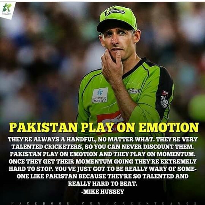 #MichealHussey praises Pakistan cricket team #CT17