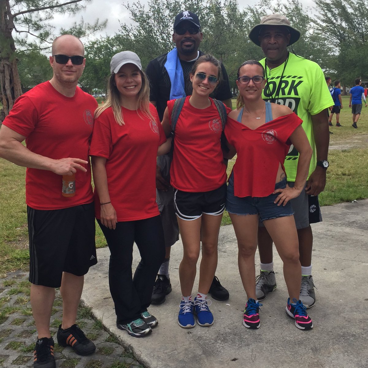 The faculty <a href="/LEOMHSwarriors/">Warrior Nation</a> take a moment to pose during field day @MiamiSup