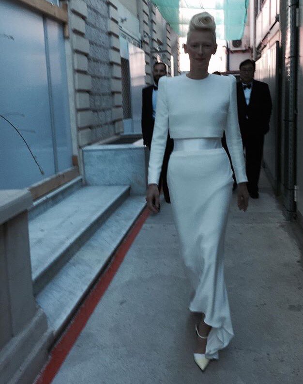 Woah. Actual audible gasp. #cannes #tilda #haiderackermann