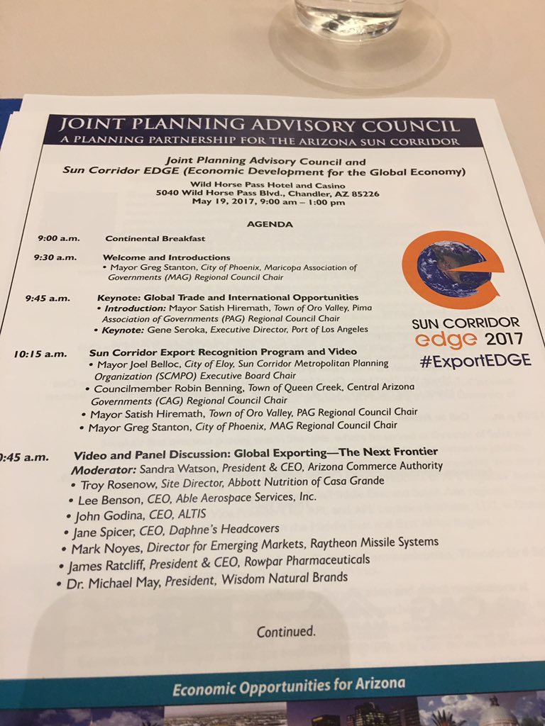 CityofMesaMayor's tweet photo. Great event focusing on exports from Maricopa County. #Mesa receiving 2 of 4 awards! #ExportEDGE. https://t.co/g193eJC3u4