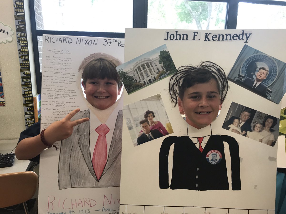 SocialStudiesCC's tweet photo. Very creative way to make biographies fun @RockCrusher814. 5th graders shared facts about an influential person of their choice. #SSinCC https://t.co/0bHUt8zg4m