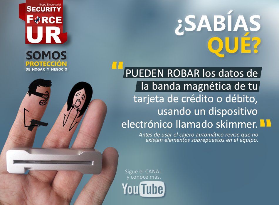 securityforceur's tweet photo. #SábiasQué Pueden ROBAR LOS DATOS de tu tarjeta, con un Skimmer. 
#ElMejorAliado en #seguridad Síguelo en https://t.co/nEYqjokUon https://t.co/qK6njdRxAa