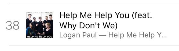 Brittany114433's tweet photo. Help me help you is 38 on iTunes chart😱🎉❤️ #HelpMeHelpYouOutNow @LoganPaul @whydontwemusic https://t.co/mNddjp1bq1