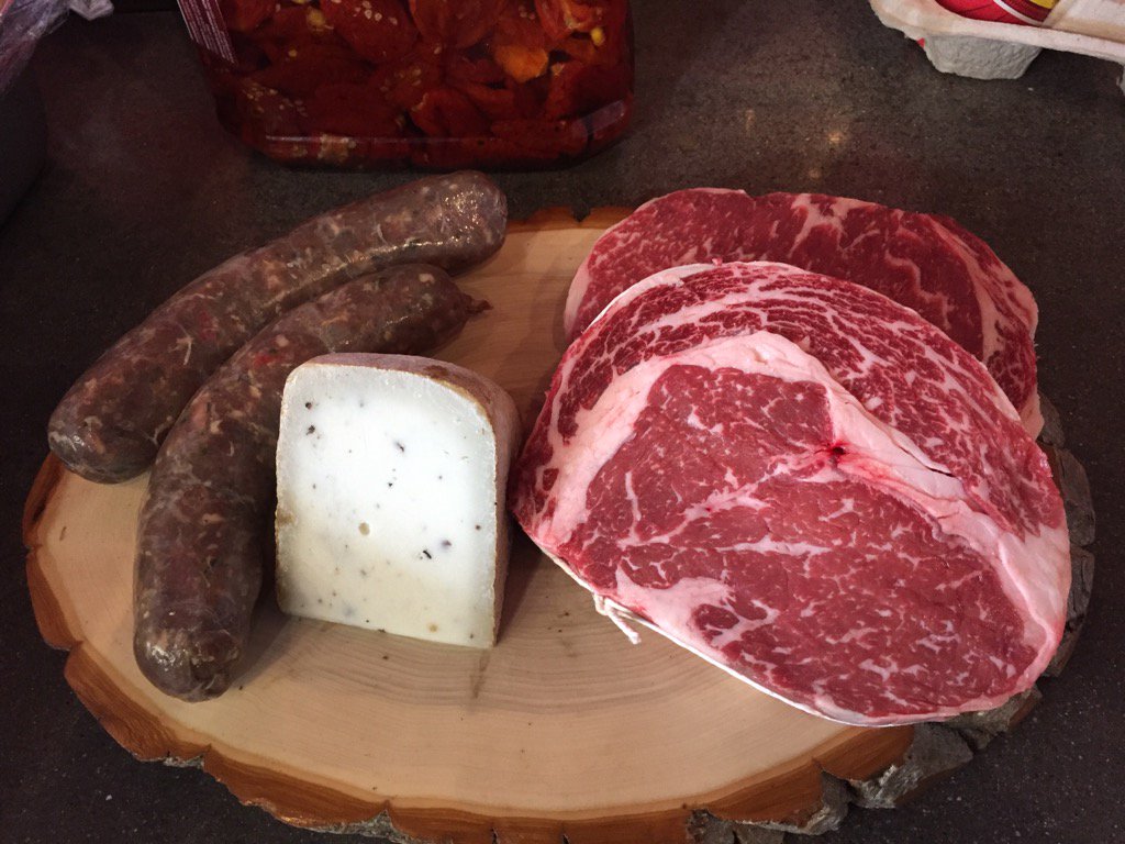 JoshChefjos's tweet photo. Wagyu ribeye and Elk sausage at Off The Cleaver https://t.co/SkW8fO9Vj8