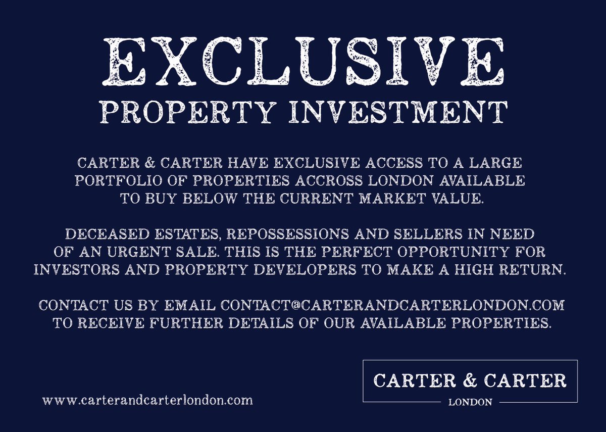 carter_property's tweet photo. CARTER &amp; CARTER ARE OFFERING AN EXCLUSIVE OPPORTUNITY TO BUY DISTRESSED PROPERTIES IN LONDON #propertyinvestment #propertydevelopers #london https://t.co/hyQOnha8Xv