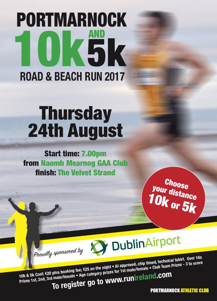 It's back the Portmarnock 10k.We will also have 5k on the night.Sign up today &amp; earn that 🍦🍦🍦🏃🏁runireland.com #portmarnockAC10k
