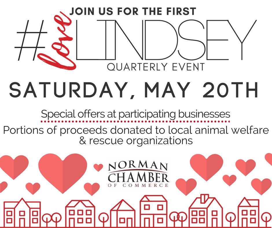 NORMANCHAMBER's tweet photo. Tomorrow is the big day! Join us all day for #LoveLindsey! More info: https://t.co/nhU6Ufg0Ar  #shopnorman #shopsmall #lovelindsey https://t.co/0Cgstn4HvO