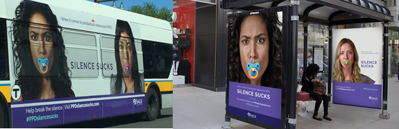 sjkanes's tweet photo. Look for our #PPDsilencesucks disease education initiative on local buses and trains in the Boston area this month!  #PPDsilencesucks. #PPD https://t.co/szRiuB9sWh