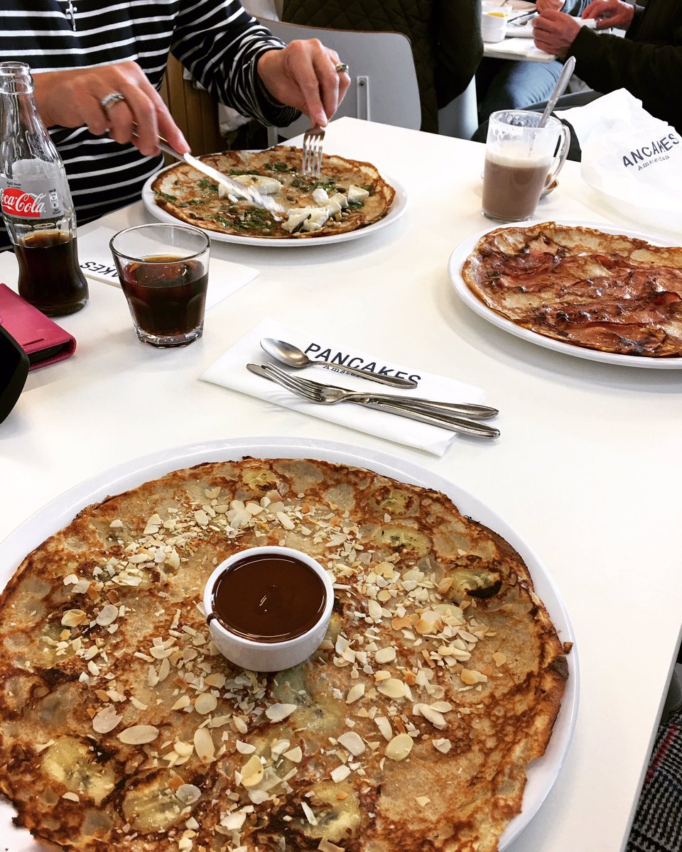 YourAverageJan's tweet photo. Refuelling at Pancakes #amsterdam 
I went with the sweet, chocolaty one 😋 https://t.co/TsLhzKV1Wi