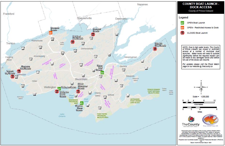 A number of #PEC boat launches are closed due to high waters and dock damage. Here's what's open / closed thecounty.ca/news--notices/…