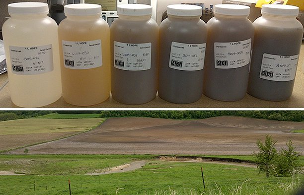 Why we need buffers! Samples from Pine Creek in SE MN taken May 18 by MPCA staff doing stressor ID work. L/R upstream/downstream. @MnPCA