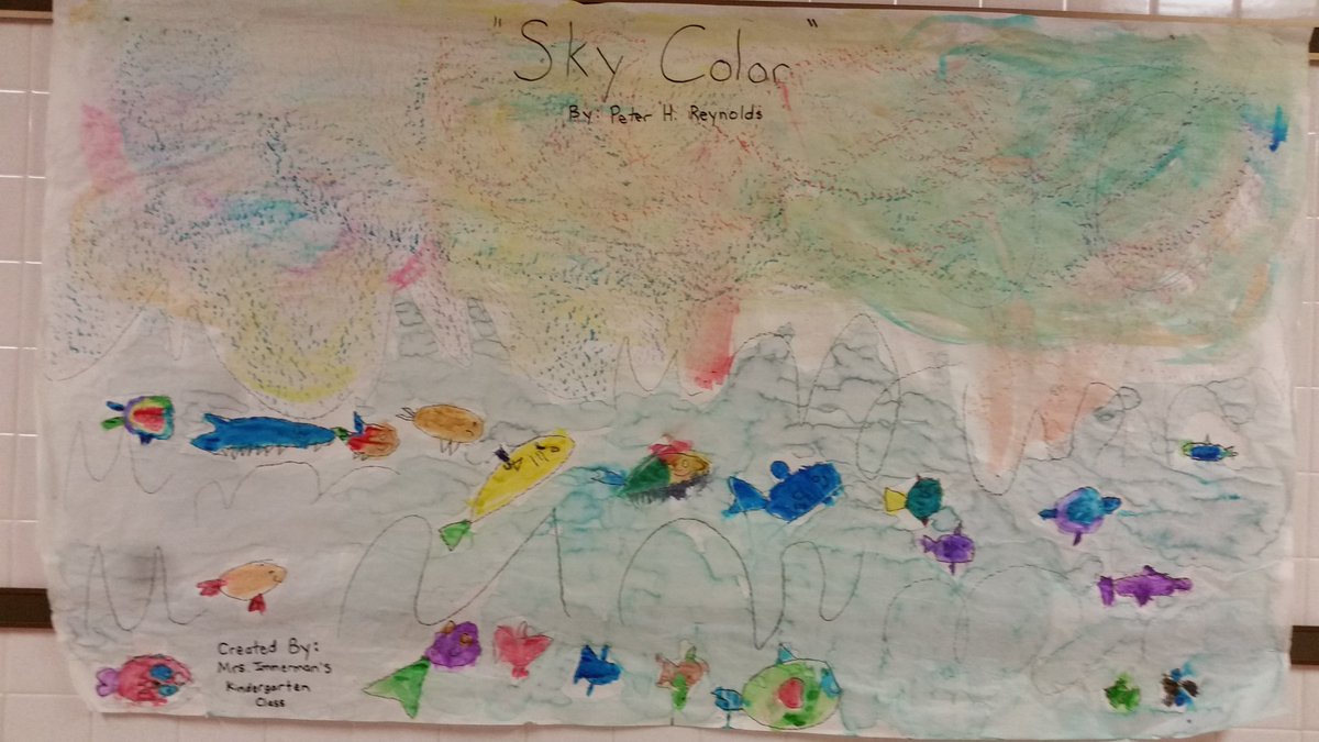 ImmermanDani's tweet photo. Mini lesson on #GrowthMindset with the book Sky Color...classroom project, everyone contributed #teamwork https://t.co/e6bSg1dJzy