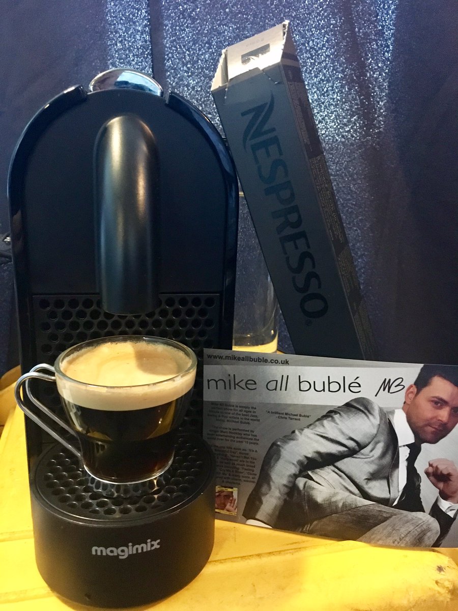 mikeallbuble's tweet photo. My show is a #tribute but my #coffee is the real deal! #Nespresso #roma #MikeAllBuble #Bubletribute #lifeontheroad #fuel @michaelbuble https://t.co/1JAfqbXy2r