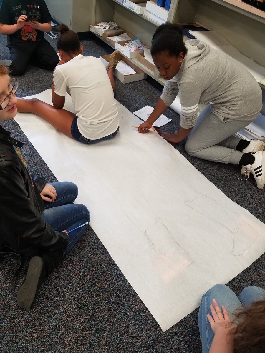 SAlexander_FCPS's tweet photo. Day 2 of life size samurai. Gr8 teamwork & lots of progress. @BCMS_Bulldogs #fcpsbeyondfacts #engagement #pbl #excitementforlearning https://t.co/L2AmIKenDN
