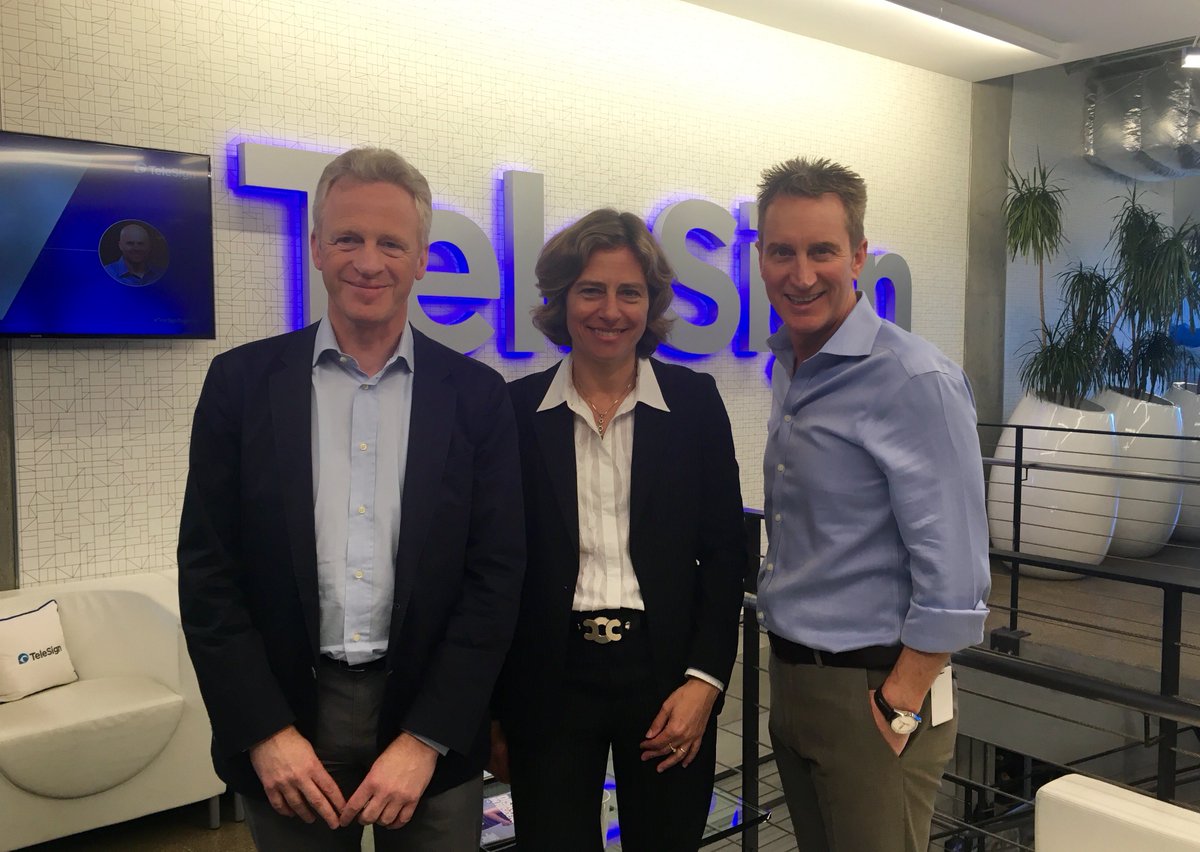 AledMiles's tweet photo. Thrilled to welcome @proximus CEO @domiprox and @BICS_SA CEO @DanielKurgan to @TeleSign HQ today. Exciting things to come! https://t.co/aKGCDF3XDB