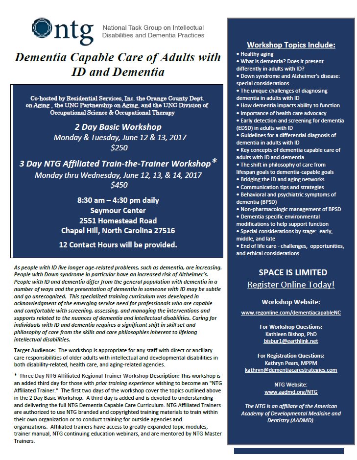 RSIspringglen's tweet photo. @RSI_NC co-hosting June 12-14: Dementia &amp; Intellectual Disability with @AADMD NTG: Register: https://t.co/AEqoVVJpk0 #DementiaAwarnessWeek https://t.co/xOpoJTJ9GH