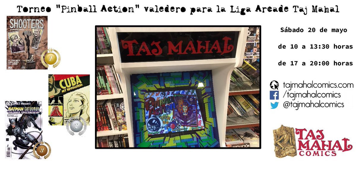 tajmahalcomics's tweet photo. Mañana tenemos nuevo torneo arcade con participación gratuíta y premios para los tres primeros clasificados. #pinballaction #torneoarcade https://t.co/4yJwIXZAYj