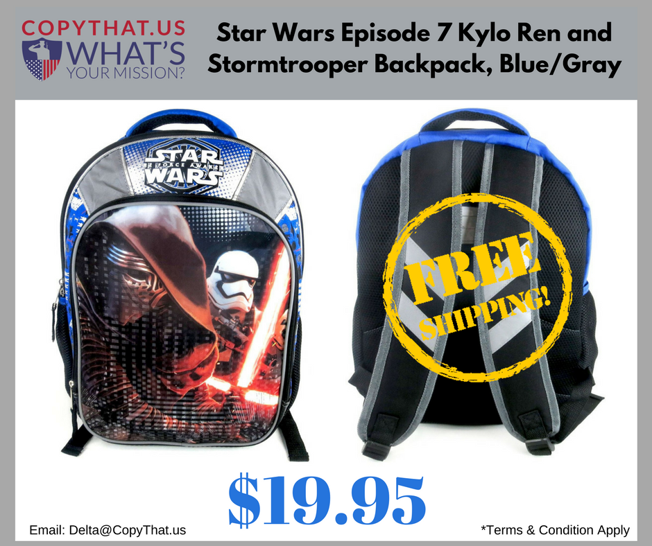 Copy_That_US's tweet photo. #StarWars Episode 7 #KyloRen and #StormtrooperBackpack, BlueGray #Backpack https://t.co/k210r1Ruy7 https://t.co/1hH57mmIoo