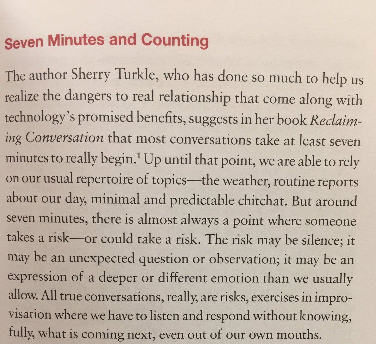 RevRLP's tweet photo. It takes on ave 7mins to start a real conversation, at the point when we take a risk. #amazing #conversation #techwisefamily #relatewell https://t.co/HidmlzdgpJ