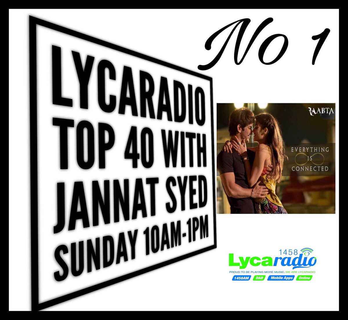 LycaRadio1458's tweet photo. Will #IkVaariAa from @RaabtaOfficial @TheArijitSingh still be at No 1 ? ? #LycaTop40 with @jannatsyed01 10-1pm #Sunday 🎶 #findout https://t.co/5NhNkN4Geo