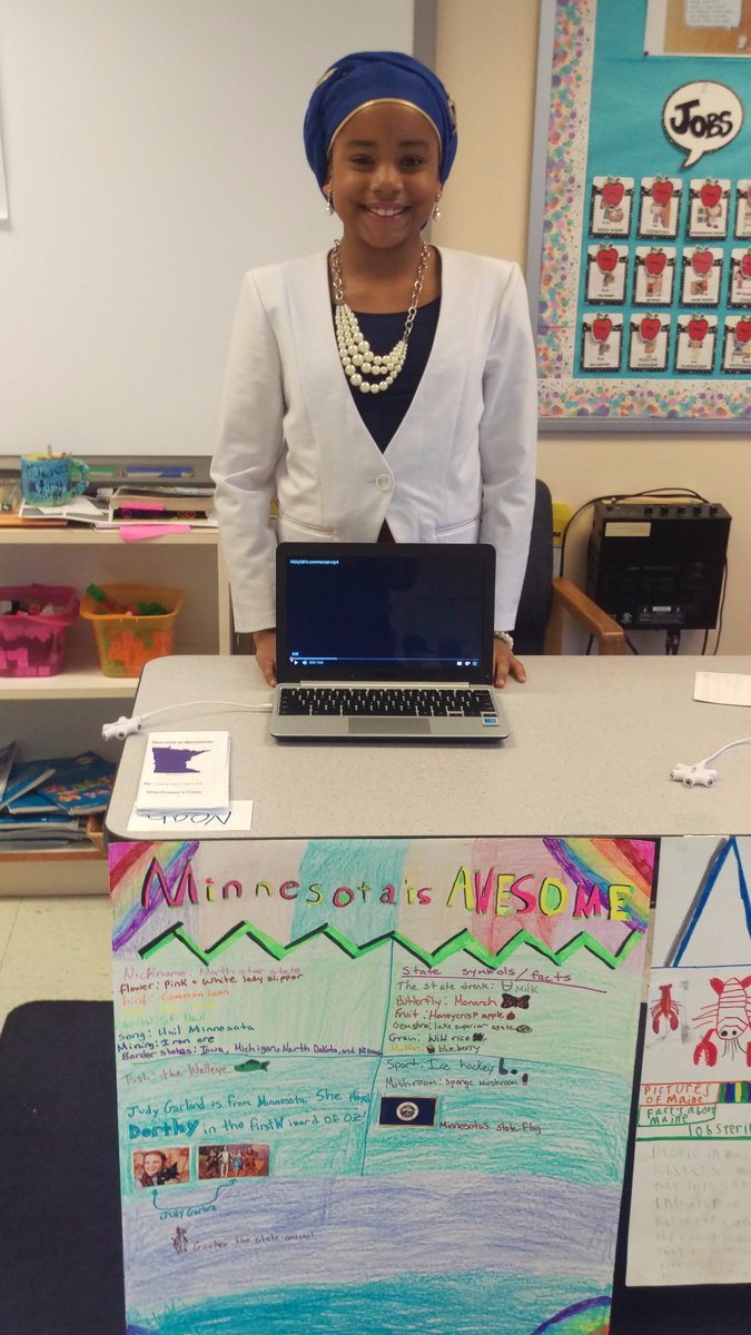 MissKeelaFowler's tweet photo. @IlhanMN One of my 4th graders chose YOU as a famous person to dress up as and represent MN for our state fair project! #InspiringTheYouth https://t.co/GLDCO1FRE5
