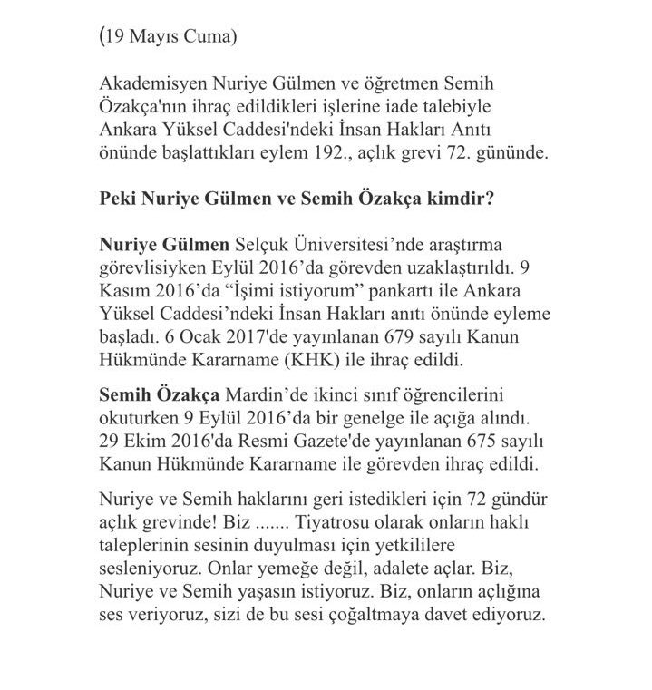 Duyuyor musunuz?

#İstanbulSesVeriyor #NuriyeVeSemihYaşasın diyor.

Tiyatrolar "Haklı Taleplerini Kabul Edin!" diyor, ortak eylem yapıyor.