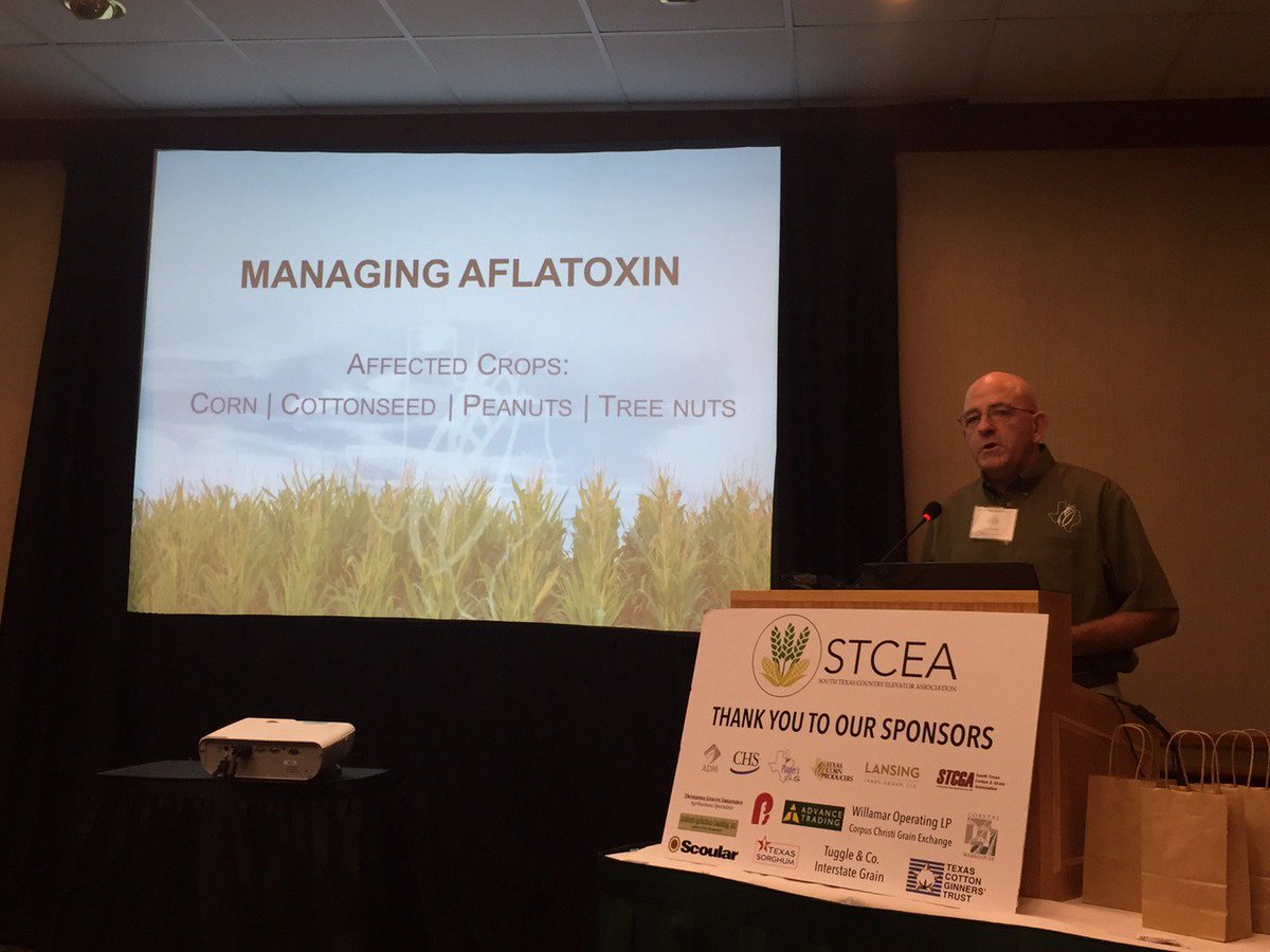 TexasCorn's tweet photo. #TCPB Chair @scaverhoff shares aflatoxin management practices w/ fellow farmers @ South TX Country Elevator Convention. https://t.co/Wdcraf70UT