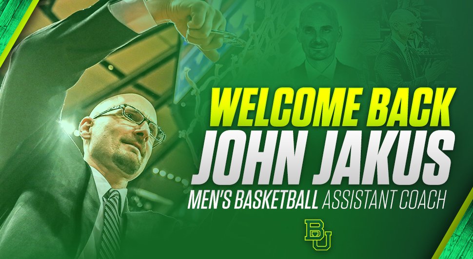 BaylorMBB's tweet photo. Former Baylor graduate assistant returns as assistant coach. Welcome back, @CoachJJakus. #SicEm 🏀 https://t.co/SBnhbEPJrN https://t.co/sO5Wz0b52h