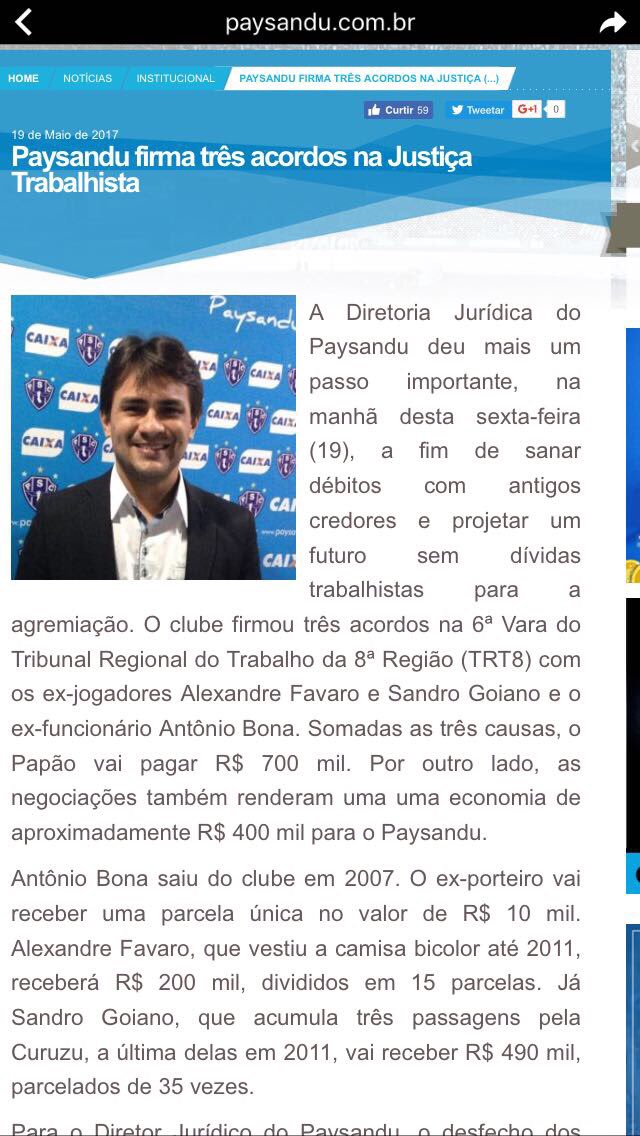 AlbertoMaiaf's tweet image. Parabéns Dr. Alexandre Pires e todo o corpo jurídico do Paysandu SC pelo acordo firmado no TRT da 8 Região. Um verdadeiro golaço!