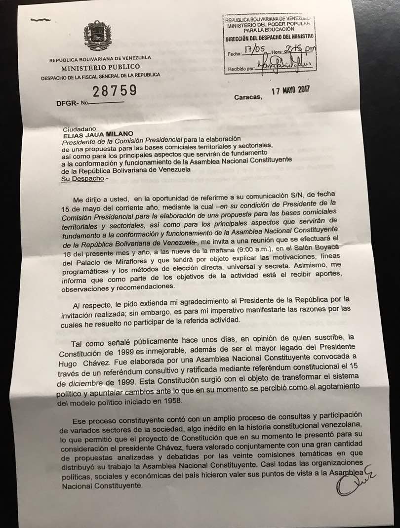 AlbertoRodNews's tweet photo. ÚLTIMA HORA | Fiscal @lortegadiaz rechaza invitación a la Constituyente: No es necesario, pertinente, ni conveniente. Aceleraría la crisis https://t.co/XcUdK8NZf1