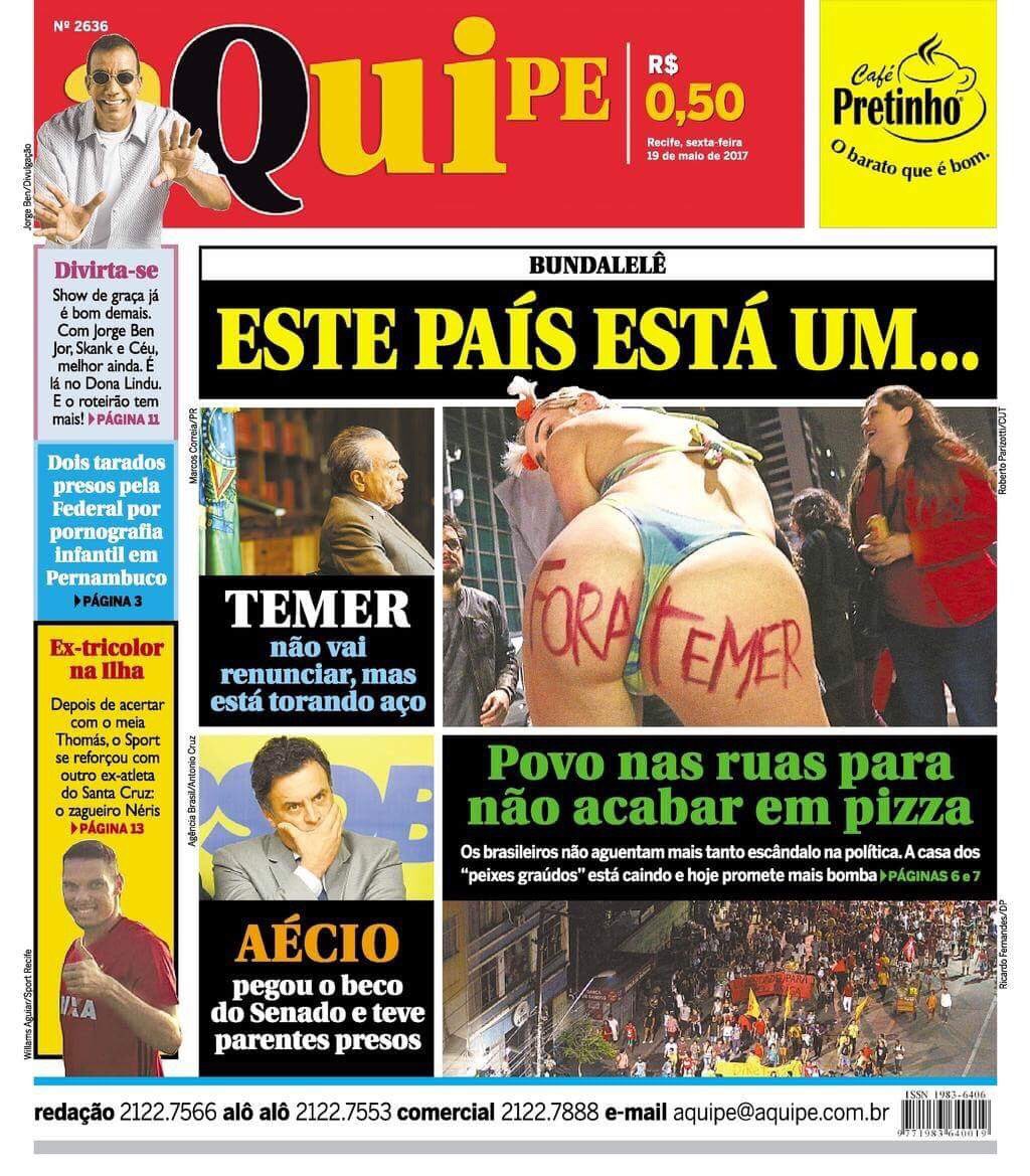 RomagagaGuidini's tweet photo. Morta que eu sou a capa do jornal de Pernabuco hoje !!!
#ForaTemer !!! https://t.co/y1637BQeYt