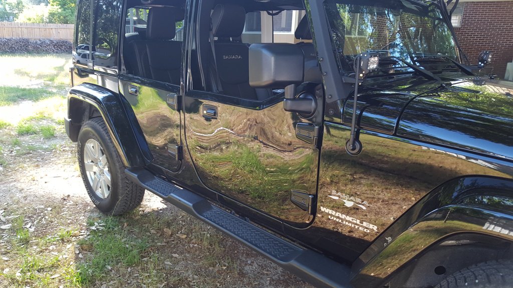 strikeforcezbra's tweet photo. Yesterday is was #autowrap, today #painted and black no less. They look amazing!!!! #strikeforcezebra #halfdoors @THEJeepMafia @Thejeepboss https://t.co/XE4cRCkeuD