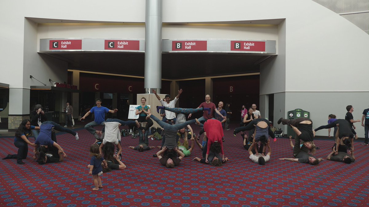 elthenerd's tweet image. Acro yoga group photo that took place earlier today at #PyConOpenSpace! #PyCon2017