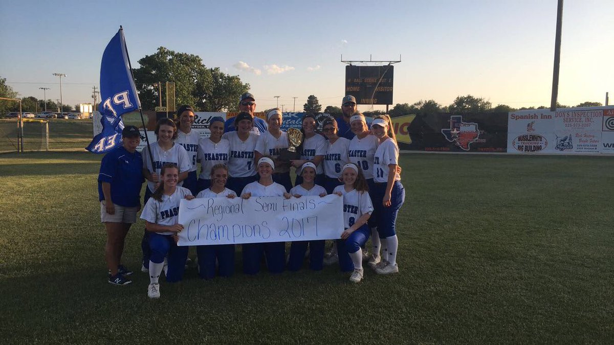 Peaster Lady Hounds                 3A Region 1 Softball Regional Semifinal Champs! 
Won in 2
Game 1: 17-2
Game 2: 15-5