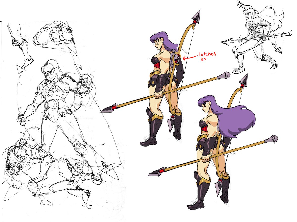 Since Phoebe animations on @IndivisibleRPG , I phigure it'd be phun to post some of the notes / sketches too #PhoebePhriday #indisibleRPG 