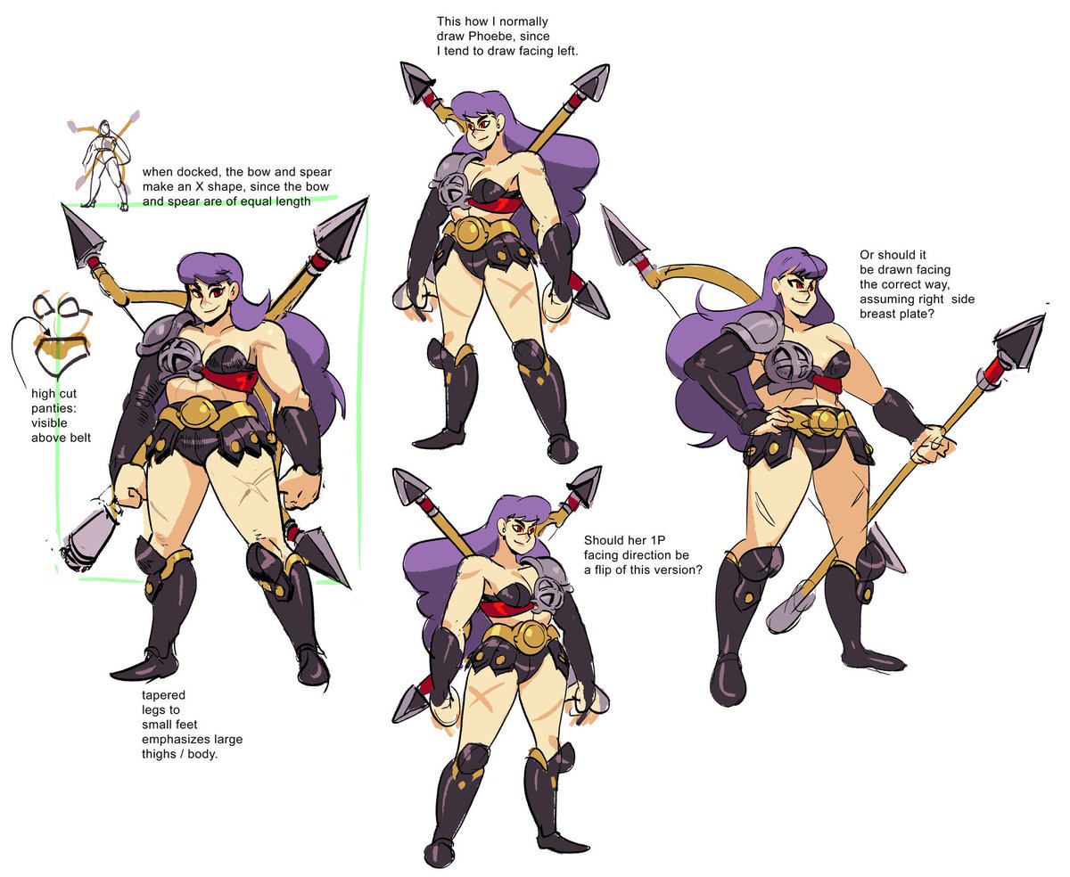 Since Phoebe animations on @IndivisibleRPG , I phigure it'd be phun to post some of the notes / sketches too #PhoebePhriday #indisibleRPG 
