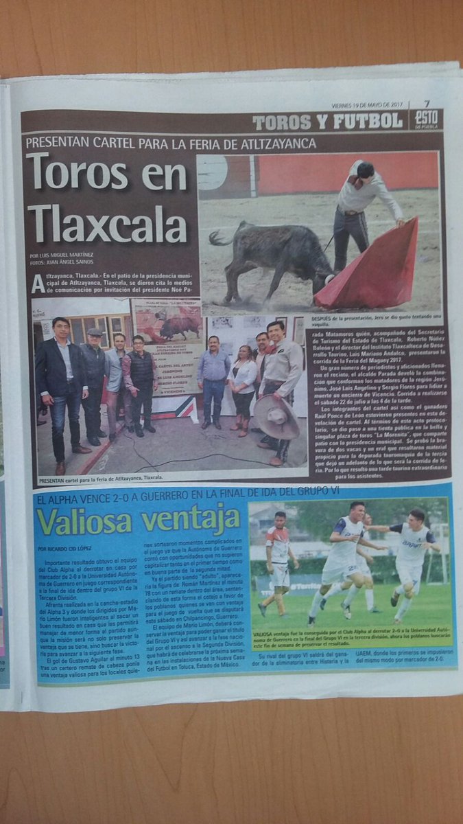 Hoy @estodepuebla Presentan cartel para la feria de Altzayanca, Tlax <a href="/jeronimomatador/">Jerónimo Matador</a> <a href="/JLuisAngelino/">J. Luis Angelino</a> <a href="/sergio17flores/">Sergio Flores</a>