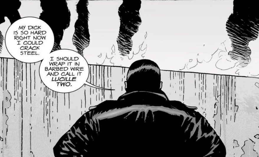 TheWalkingDead's tweet photo. We compiled the best Negan lines from #TheWalkingDead comics thanks to your suggestions! https://t.co/HIcGtDBOOX https://t.co/Wfydwzdko4