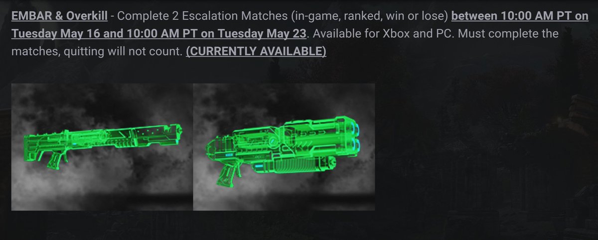 AxO_TK's tweet photo. Only a few days left to claim your ticket for the #PhantomEmerald #Embar &amp;&amp; #OverKill #Escalation rewards granted during the June update. https://t.co/dn9qMb4e82