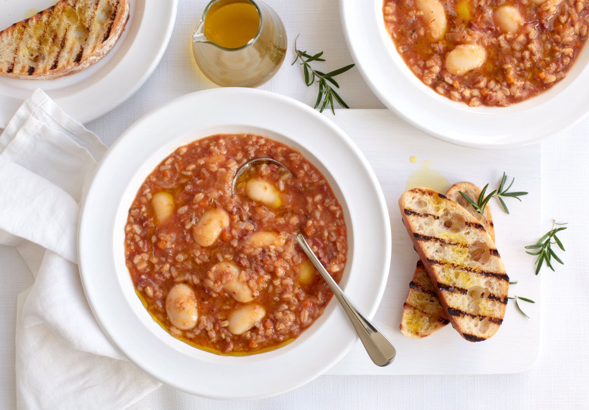 Zuppa di Farro is a traditional soup from the Tuscan walled town of Lucca. It's a simple dish made from farro, beans and vegetables!