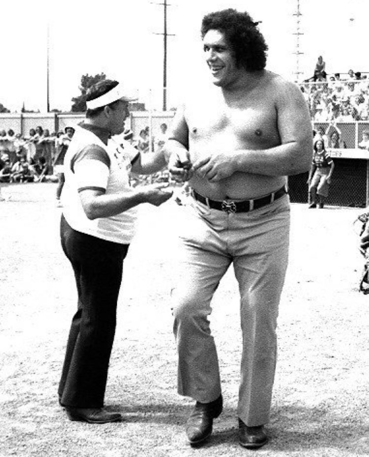 My grandpa with Andre the Giant at charity event in Calgary... Happy Birthday     